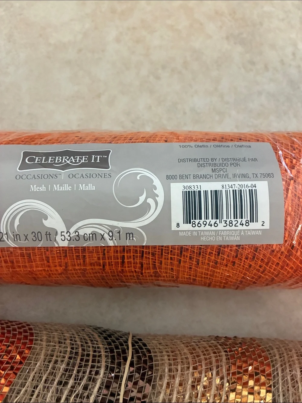Halloween Orange Decorative Mesh Roll Set